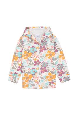 Kız Çocuk Krem Çiçek Baskılı Kapüşonlu Fermuarlı Sweatshirt - 50314285015