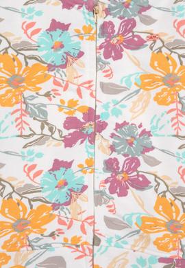 Kız Çocuk Krem Çiçek Baskılı Kapüşonlu Fermuarlı Sweatshirt - 50314285015