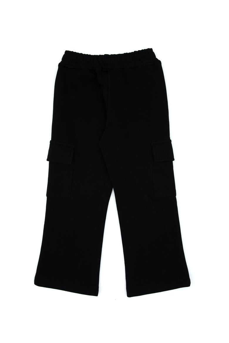 Kız Çocuk Siyah Cep Detaylı Parlak Baskılı Eşofman Altı - 50316892039