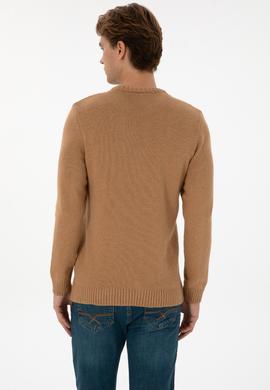 Erkek Regular Fit Bisiklet Yaka Camel Kazak - 50307884026