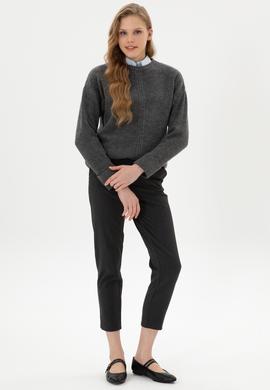 Kadın Antrasit Melanj Bisiklet Yaka Kazak - 50307879006