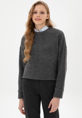 Kadın Antrasit Melanj Bisiklet Yaka Kazak - 50307879006