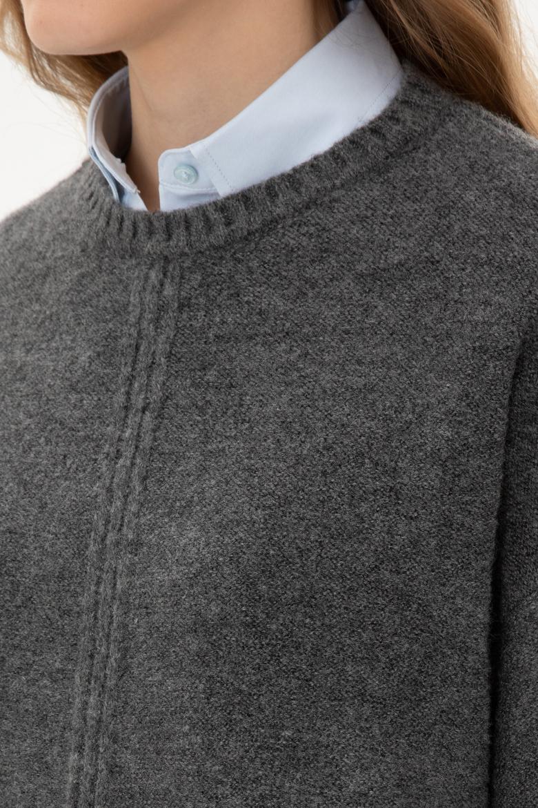 Kadın Antrasit Melanj Bisiklet Yaka Kazak - 50307879006