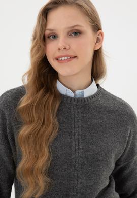 Kadın Antrasit Melanj Bisiklet Yaka Kazak - 50307879006