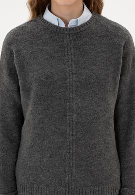 Kadın Antrasit Melanj Bisiklet Yaka Kazak - 50307879006