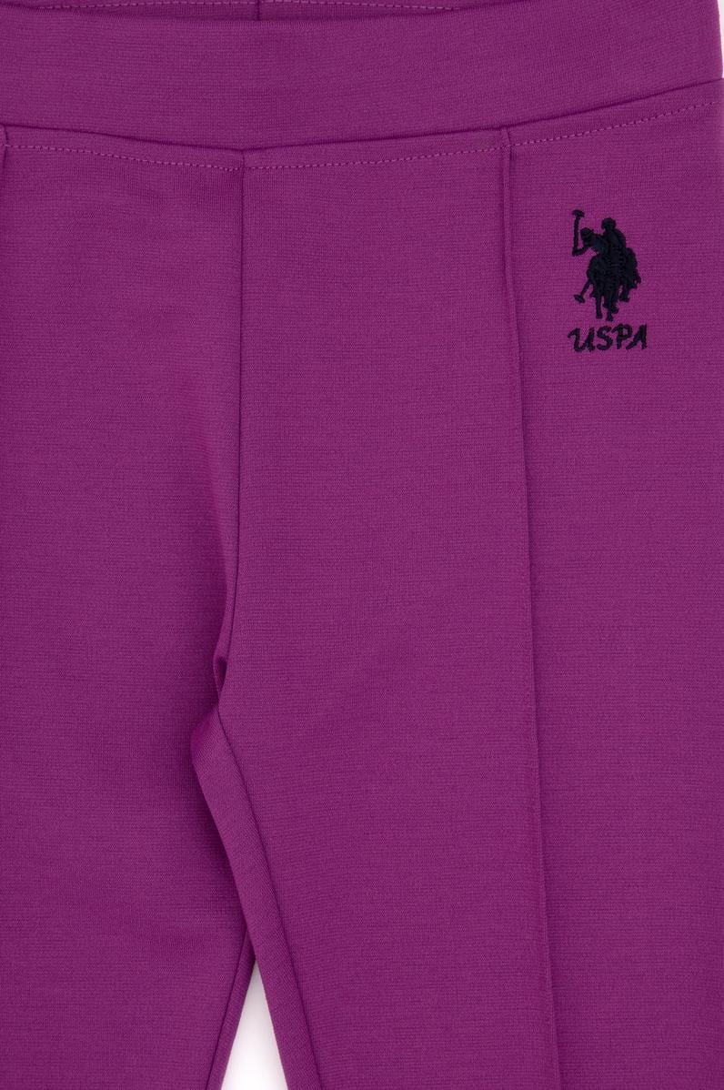 Kız Çocuk Menekşe Nervürlü İnterlok Tayt