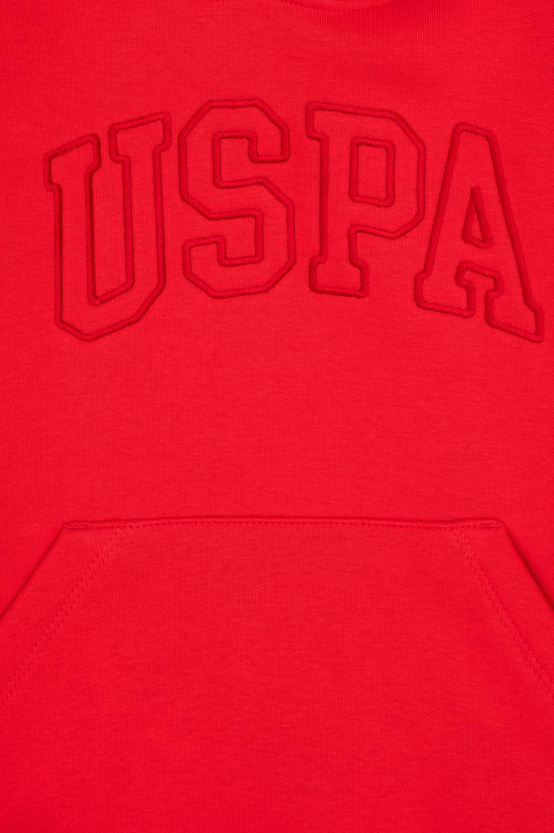 Kız Çocuk Kırmızı Kapüşonlu Şardonlu Basic Sweatshirt