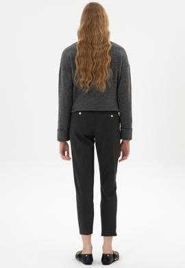 Kadın Gri Carrot High Waist Fit Kanvas Pantolon - 50318108005