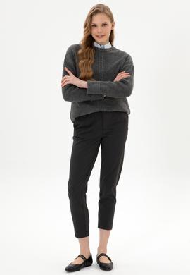 Kadın Gri Carrot High Waist Fit Kanvas Pantolon - 50318108005