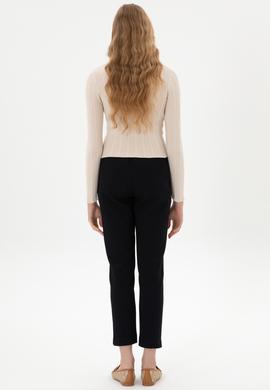 Kadın Lacivert Carrot High Waist Fit Kanvas Pantolon - 50316902006