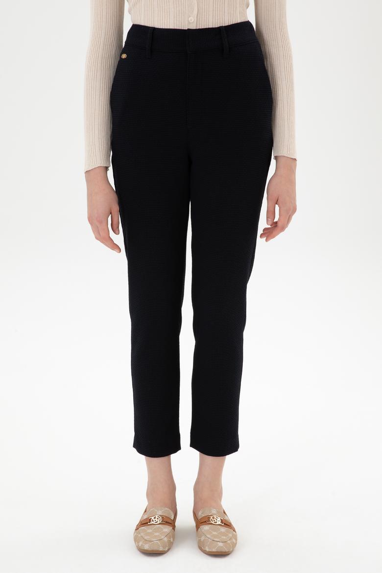 Kadın Lacivert Carrot High Waist Fit Kanvas Pantolon - 50316902006