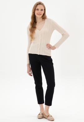 Kadın Lacivert Carrot High Waist Fit Kanvas Pantolon - 50316902006