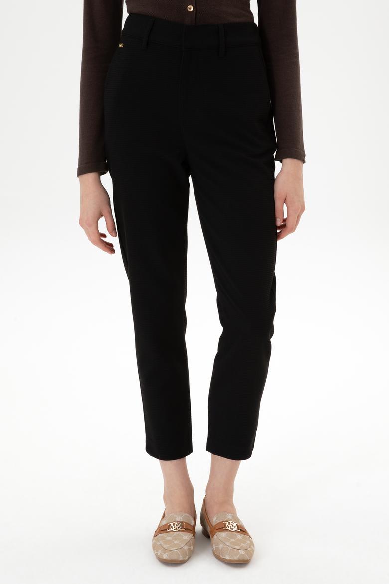 Kadın Siyah Carrot High Fit Kanvas Pantolon - 50316902011