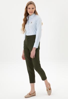 Kadın Haki Carrot High Waist Fit Kanvas Pantolon - 50318108013