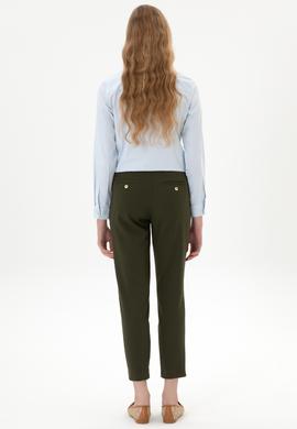 Kadın Haki Carrot High Waist Fit Kanvas Pantolon - 50318108013