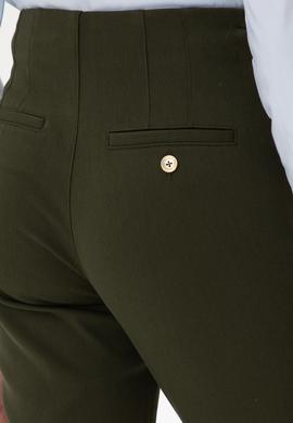 Kadın Haki Carrot High Waist Fit Kanvas Pantolon - 50318108013