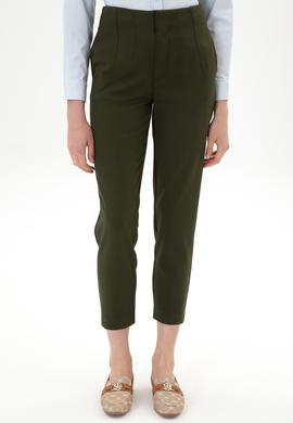 Kadın Haki Carrot High Waist Fit Kanvas Pantolon - 50318108013