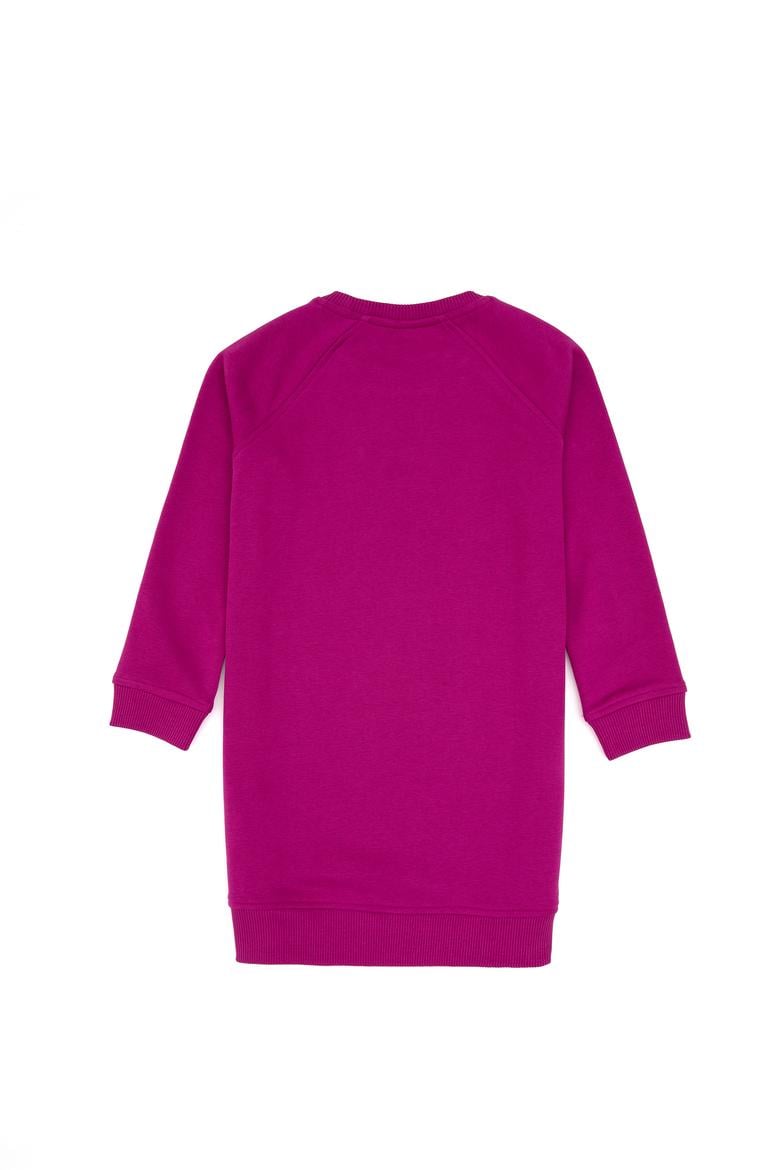 Kız Çocuk Fuşya Payet Detaylı Bisiklet Yaka Sweat Örme Elbise - 50314313007