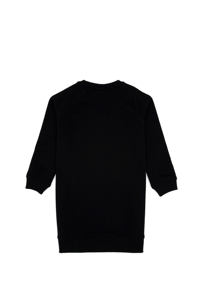 Kız Çocuk Siyah Payet Detaylı Bisiklet Yaka Sweat Örme Elbise - 50314313049