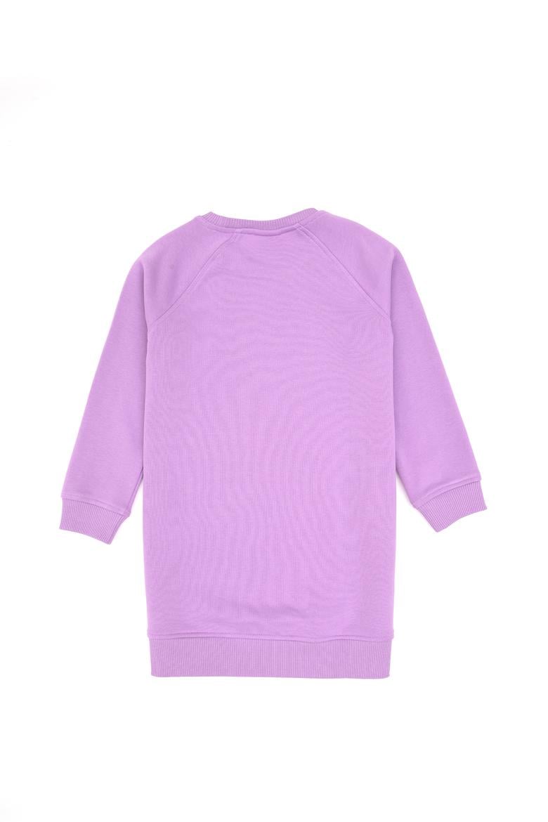 Kız Çocuk Lila Payet Detaylı Bisiklet Yaka Sweat Örme Elbise - 50314313034