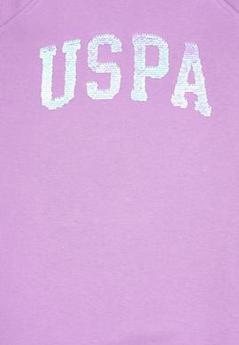 Kız Çocuk Lila Payet Detaylı Bisiklet Yaka Sweat Örme Elbise - 50314313034