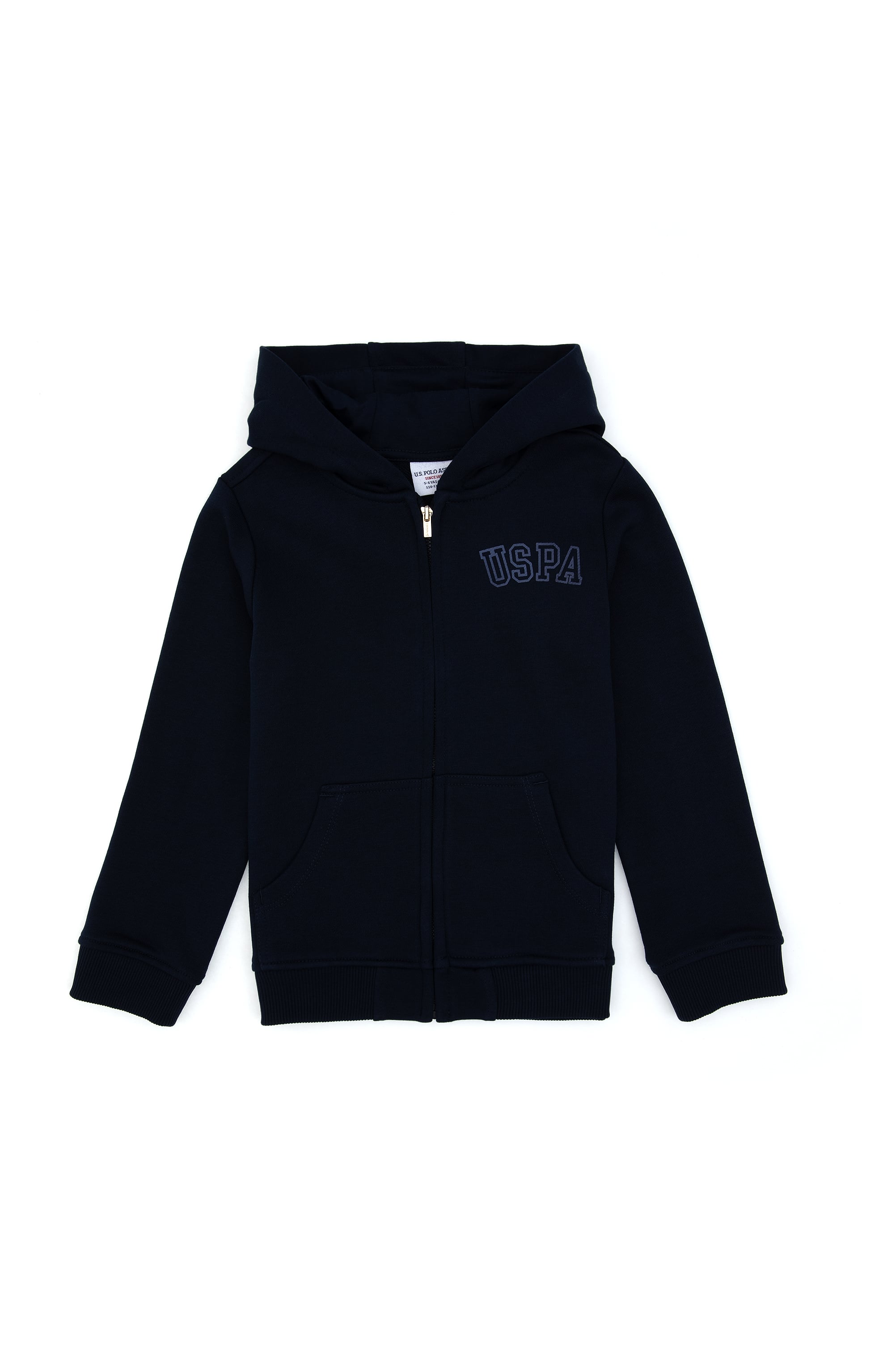 Kız Çocuk Lacivert Kapüşonlu Fermuarlı Basic Sweatshirt