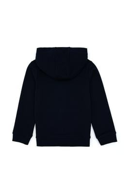 Kız Çocuk Lacivert Kapüşonlu Fermuarlı Basic Sweatshirt - 50316837031