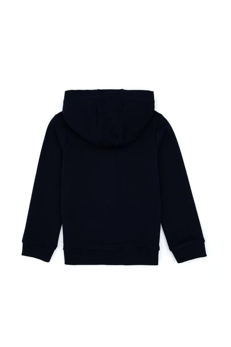 Kız Çocuk Lacivert Kapüşonlu Fermuarlı Basic Sweatshirt - 50316837031