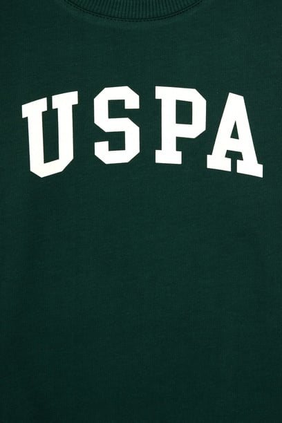 Erkek Çocuk Koyu Yeşil Bisiklet Yaka Basic Sweatshirt