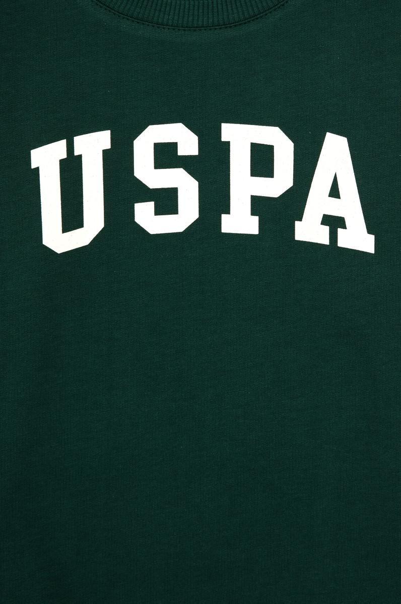 Erkek Çocuk Koyu Yeşil Bisiklet Yaka Basic Sweatshirt