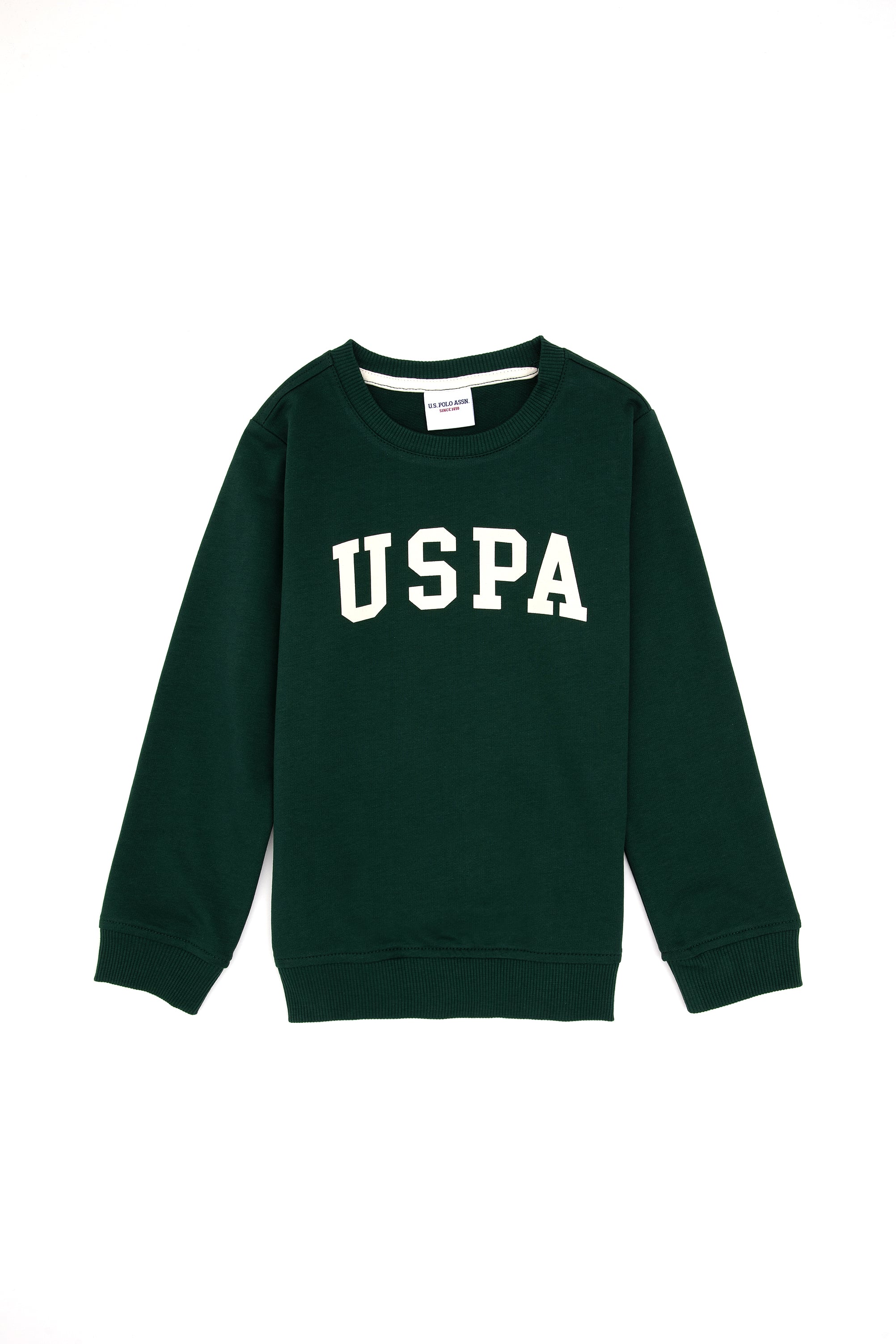 Erkek Çocuk Koyu Yeşil Bisiklet Yaka Basic Sweatshirt - Image 1