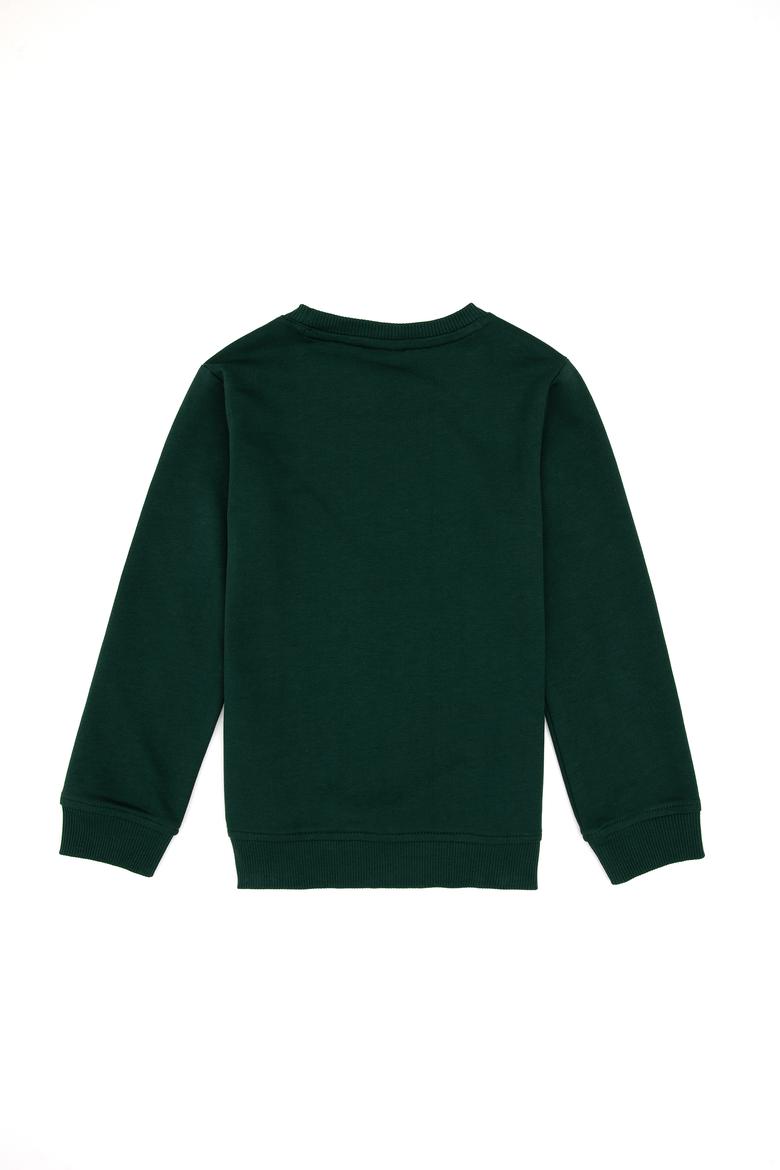 Erkek Çocuk Koyu Yeşil Bisiklet Yaka Basic Sweatshirt - 50313830038