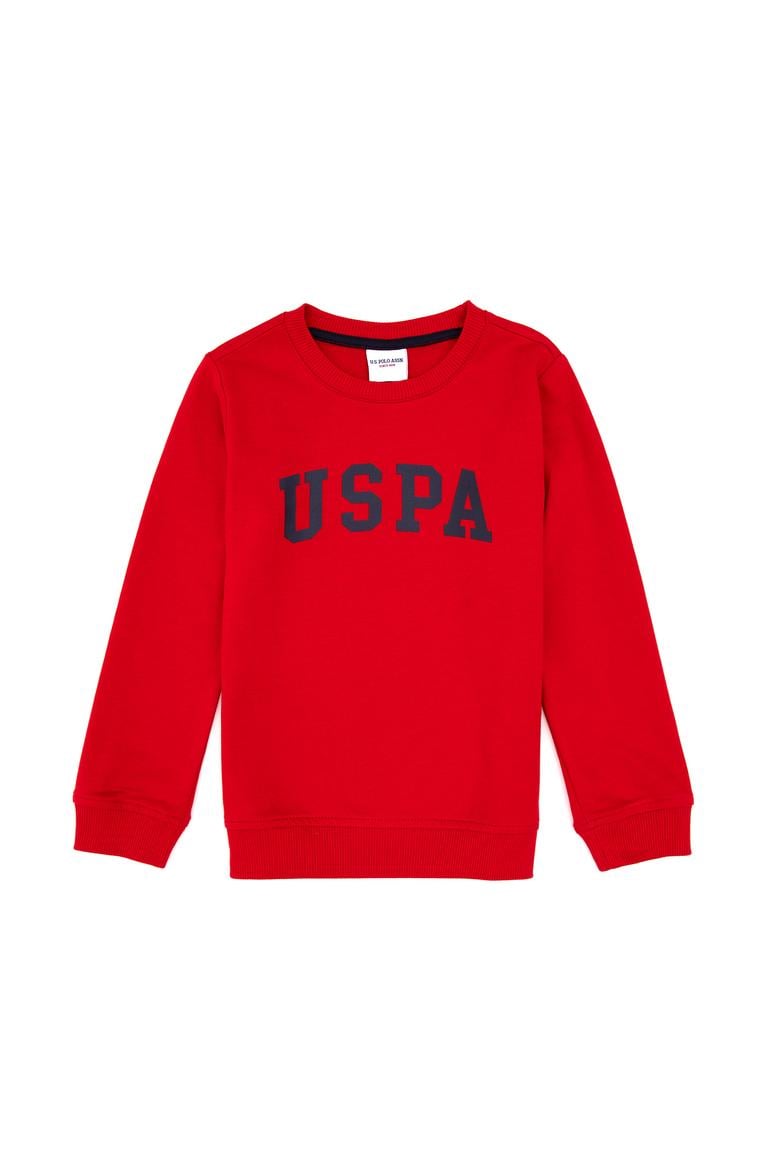Erkek Çocuk Kırmızı Bisiklet Yaka Basic Sweatshirt