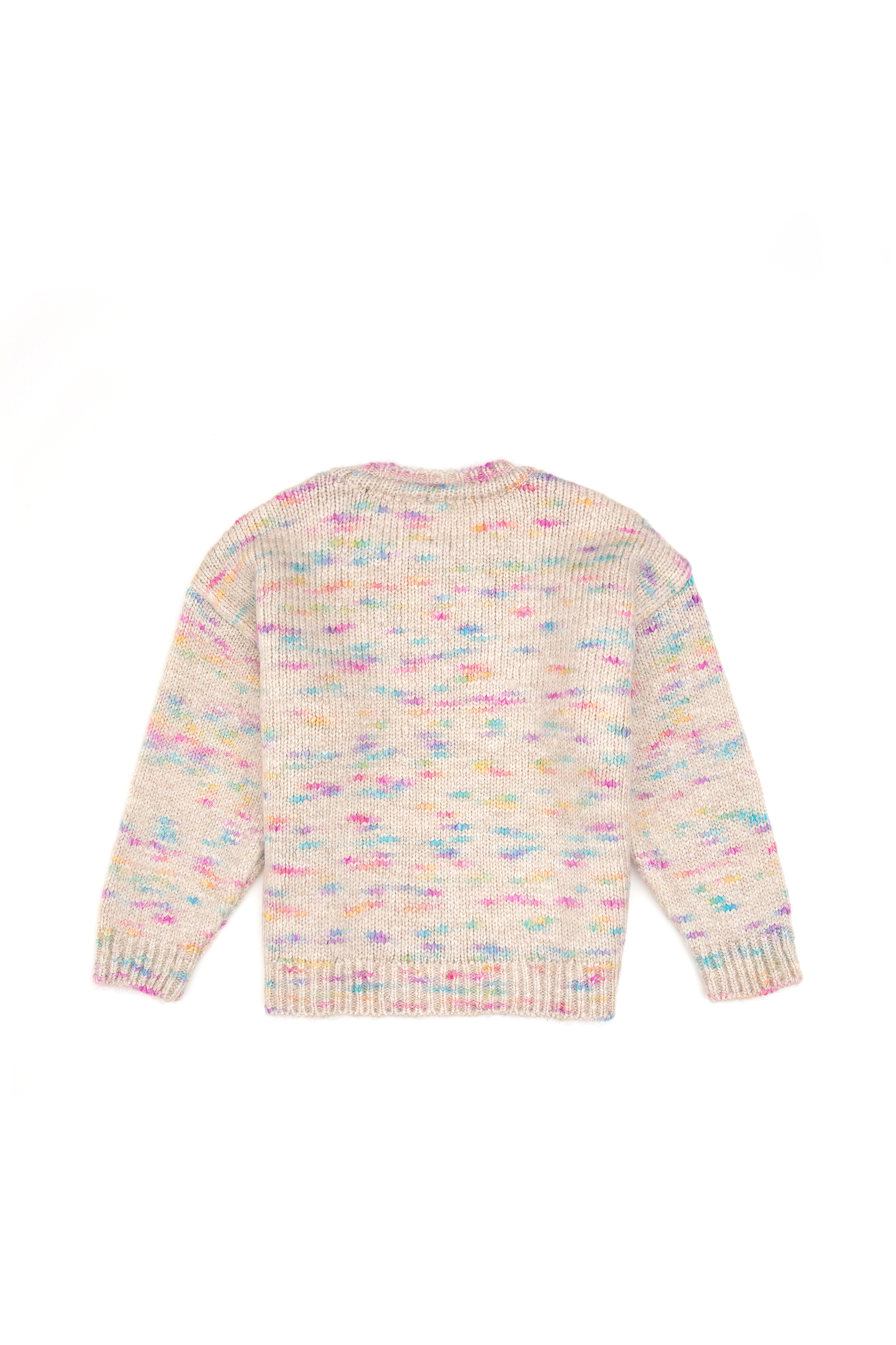 Kız Çocuk Neon Pembe Payet İşlemeli Bisiklet Yaka Kazak - Image 3
