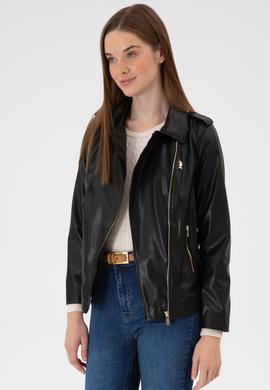 Kadın Siyah Suni Deri Ceket - 50317316003