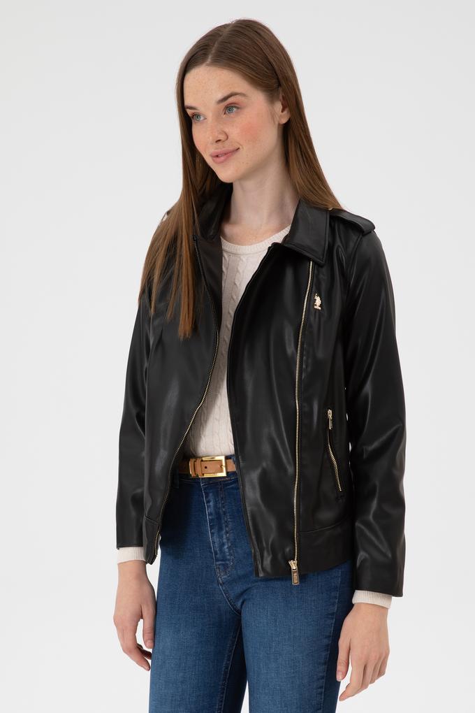 Kadın Siyah Suni Deri Ceket