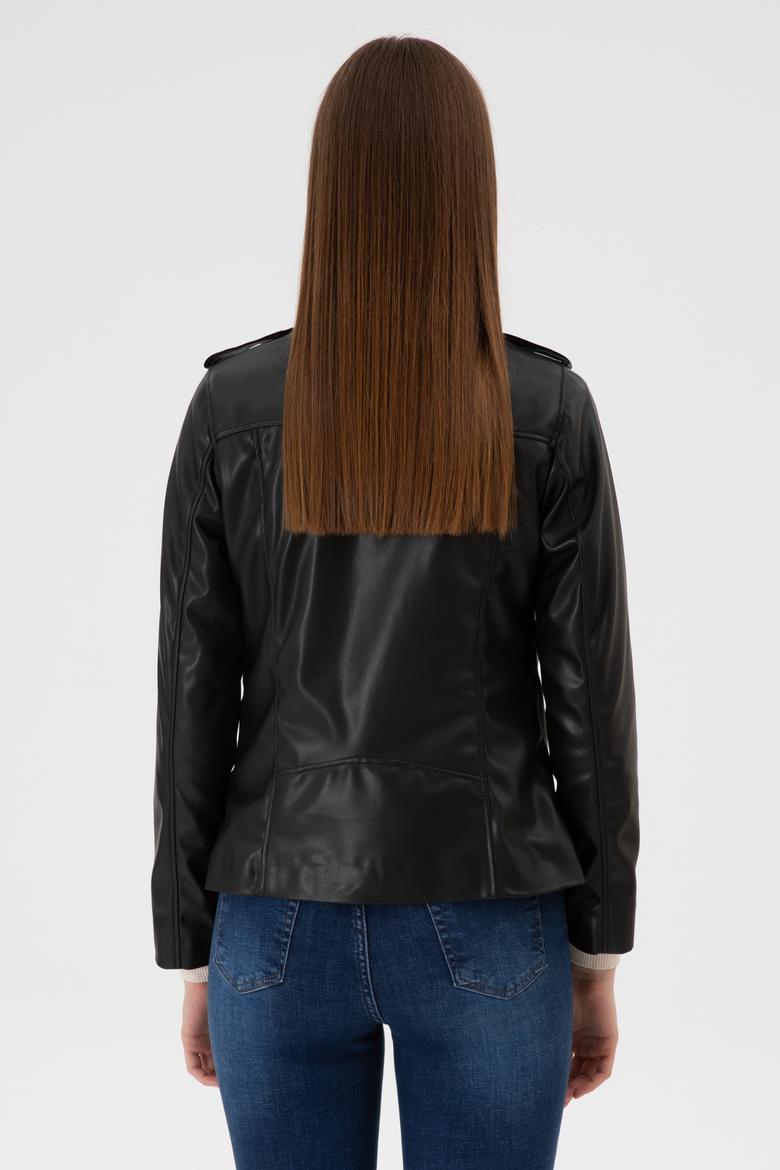 Kadın Siyah Suni Deri Ceket - 50317316003