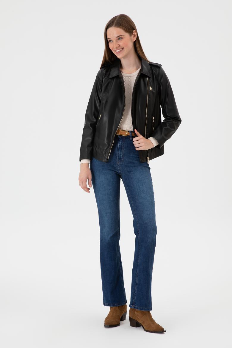 Kadın Siyah Suni Deri Ceket - 50317316003