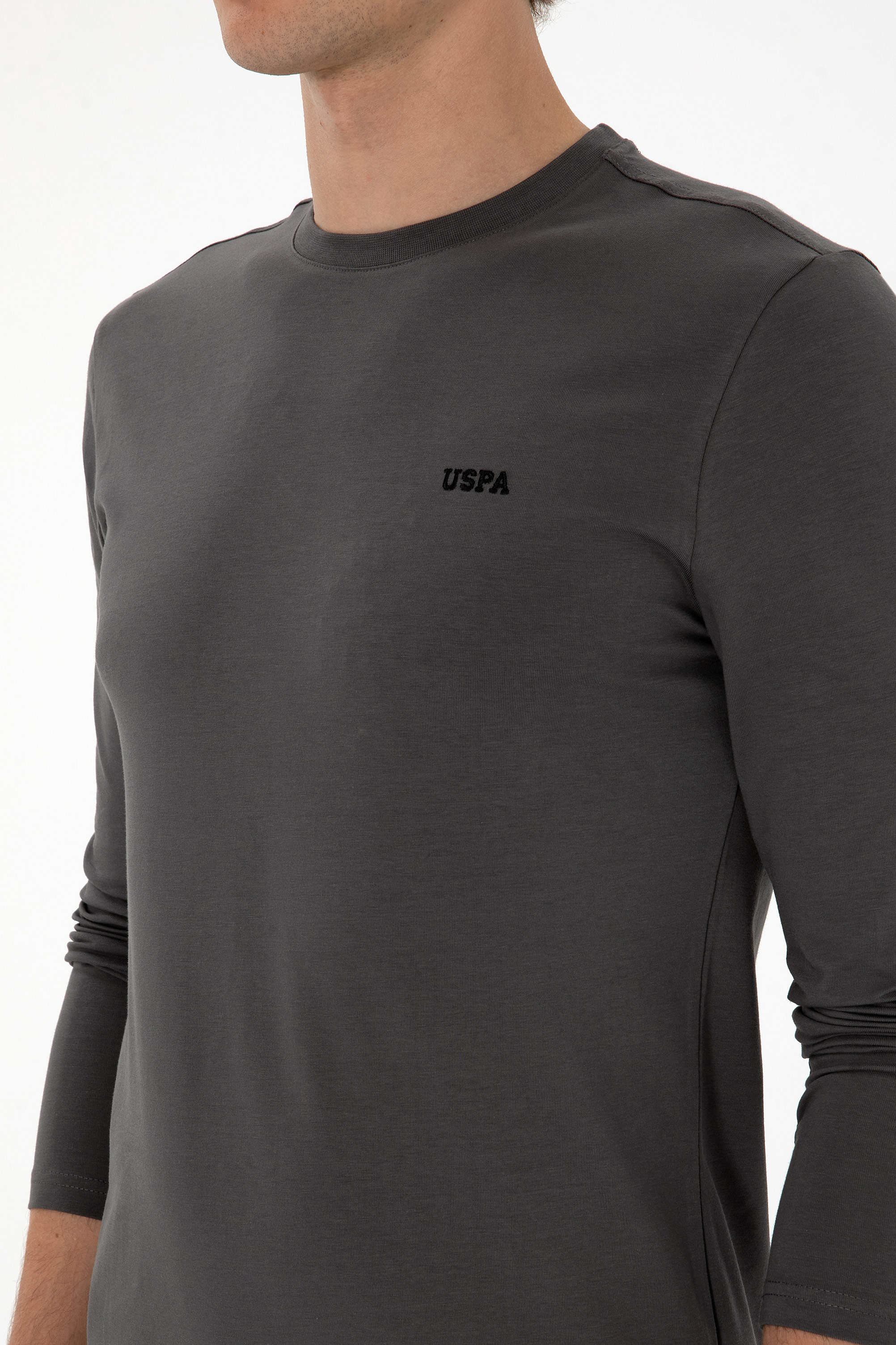 Erkek Slim Fit Bisiklet Yaka Grı Süprem Basic Sweatshirt - Image 7