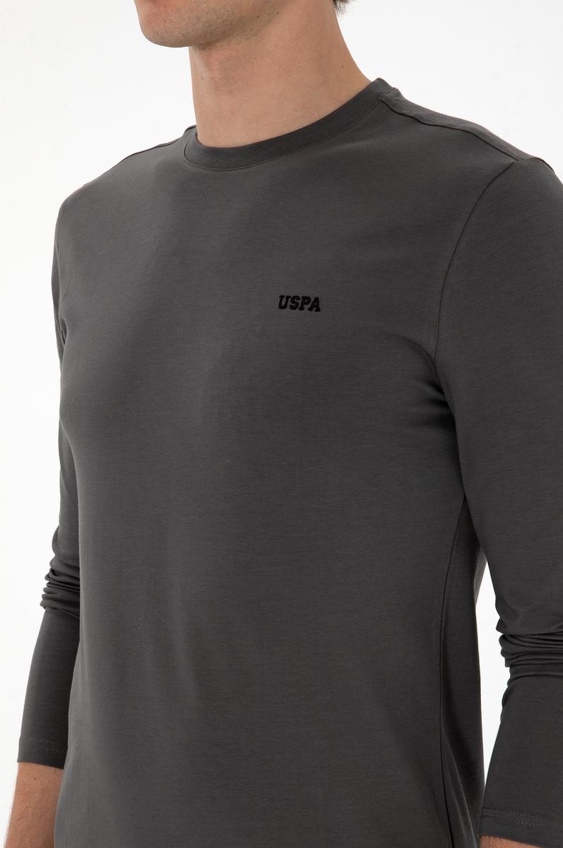 Erkek Slim Fit Bisiklet Yaka Grı Süprem Basic Sweatshirt