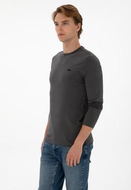Erkek Slim Fit Bisiklet Yaka Grı Süprem Basic Sweatshirt - 50313744033
