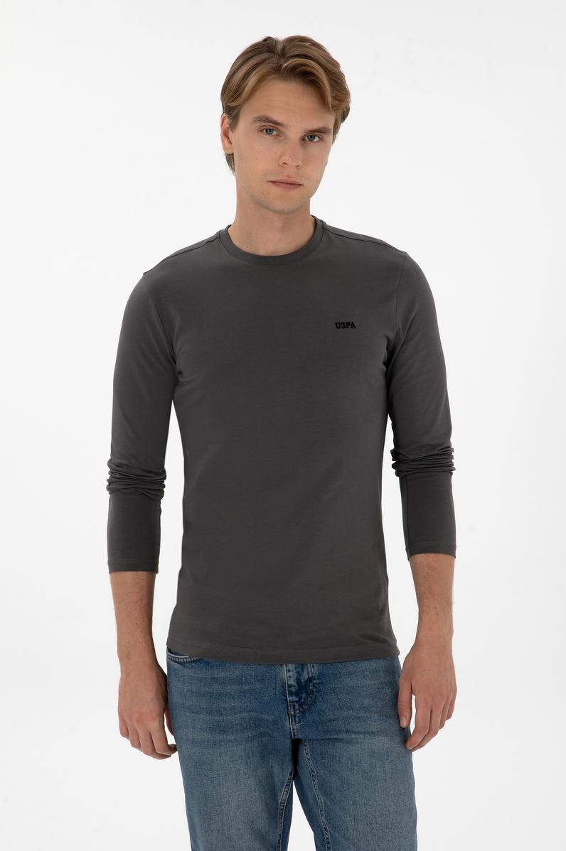 Erkek Slim Fit Bisiklet Yaka Grı Süprem Basic Sweatshirt