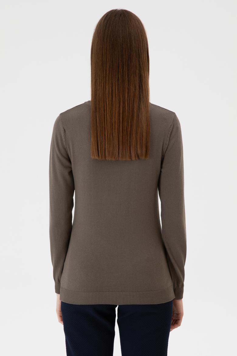 Kadın Vizon V Yaka Basic Kazak - 50313590102