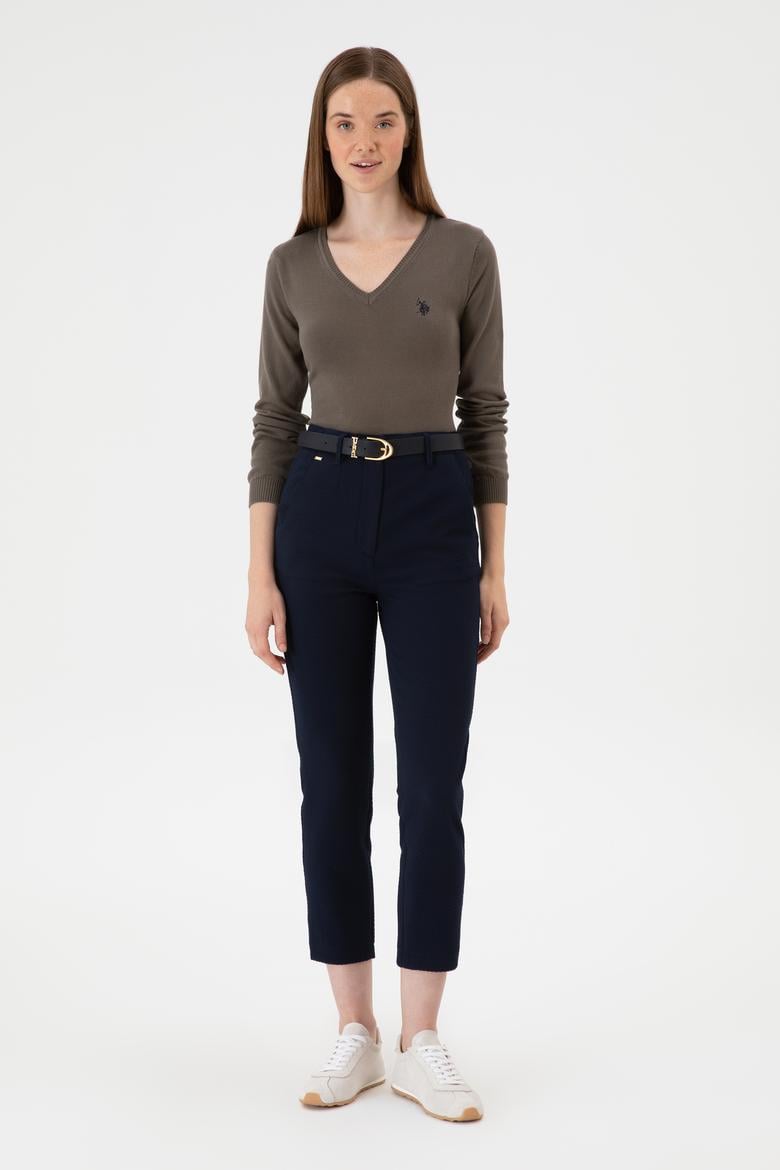 Kadın Vizon V Yaka Basic Kazak - 50313590102