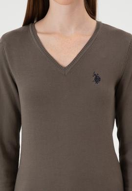 Kadın Vizon V Yaka Basic Kazak - 50313590102