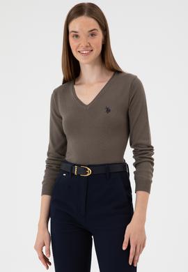 Kadın Vizon V Yaka Basic Kazak - 50313590102