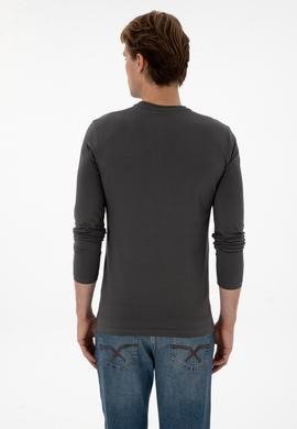 Erkek Slim Fit Bisiklet Yaka Grı Süprem Basic Sweatshirt - 50313744033