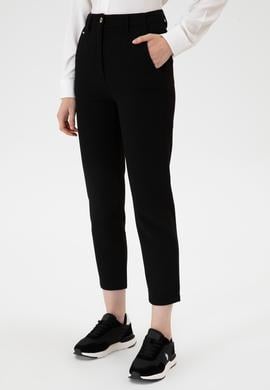 Kadın Siyah Carrot High Waist Fit Kanvas Pantolon - 50309273024