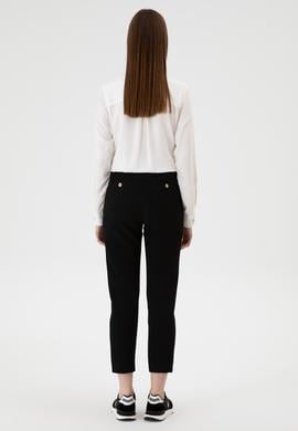 Kadın Siyah Carrot High Waist Fit Kanvas Pantolon - 50309273024