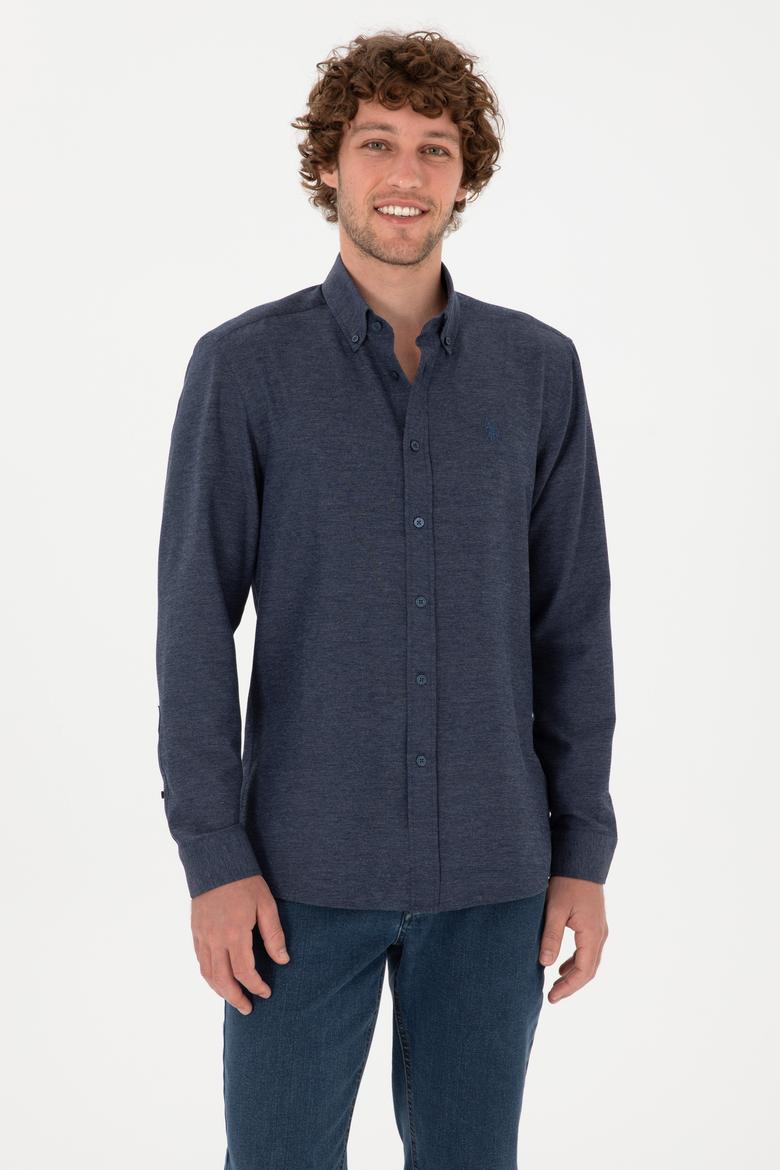 Erkek İndigo Uzun Kollu Basic Gömlek
